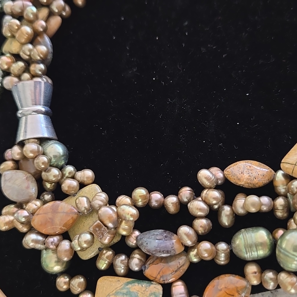 Elegant Beaded Necklace and stone necklace, Earring and watch Set - Picture 2 of 9